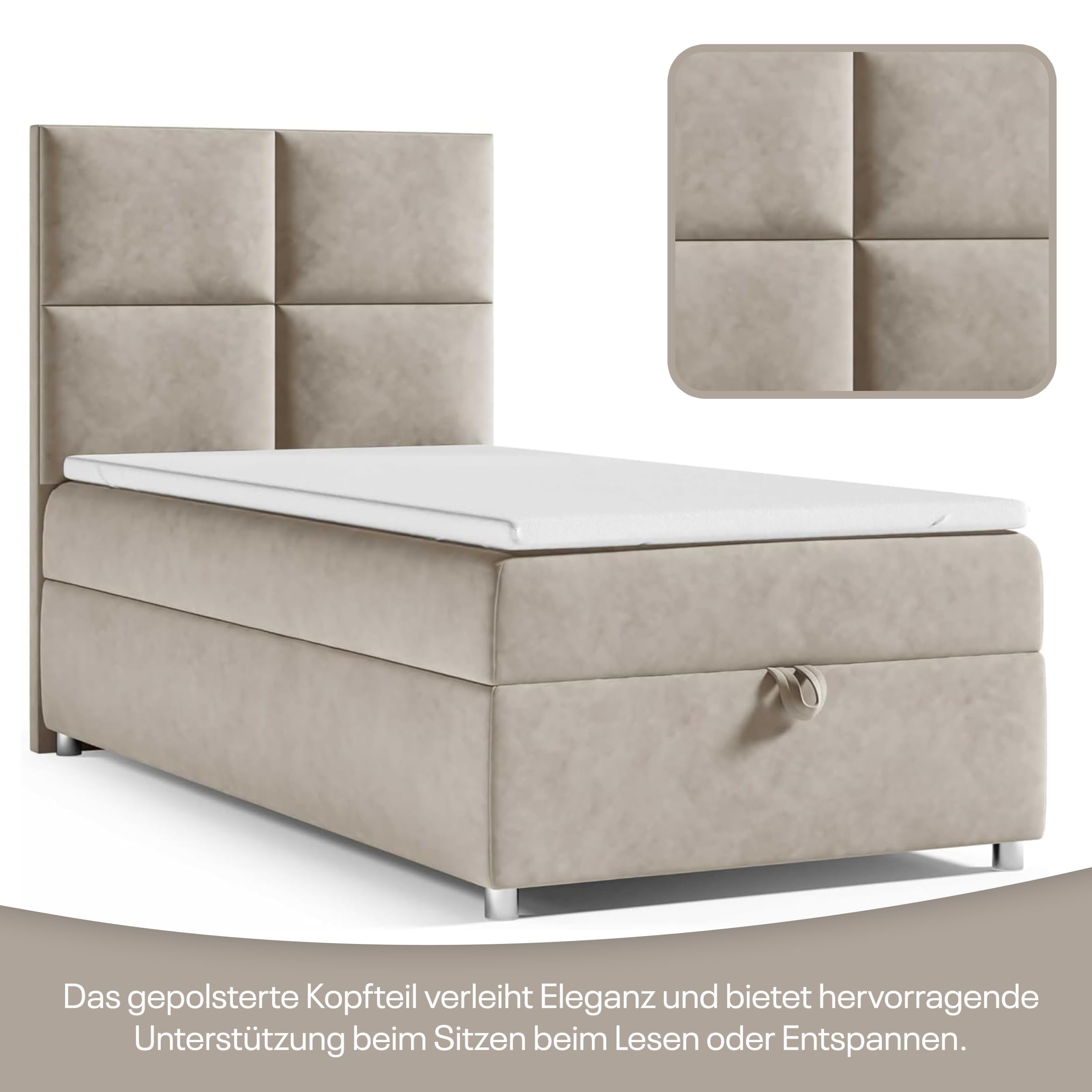 Trinity K2 Letto a Molle Singolo Con Molle Bonell, Materasso E Topper | 70x200 Con Cassetto | Letto Singolo | Letto Imbottito - Consegna Al Bordo Del Marciapiede