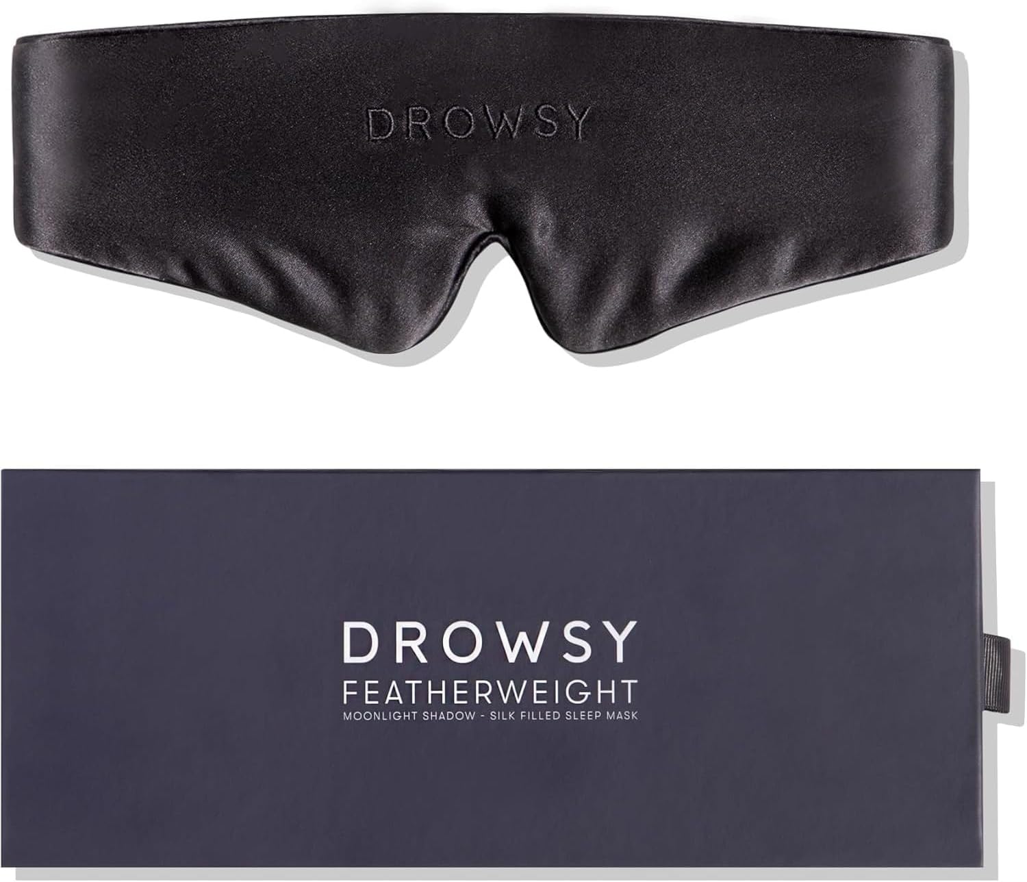 Drowsy Featherweight Silk Sleep Mask – Luxury Blackout Eye Mask for Sleeping & Travel, 100% Mulberry Silk, Lightweight Comfort, Adjustable Strap, Protects Skin & Hair – Moonlight Shadow