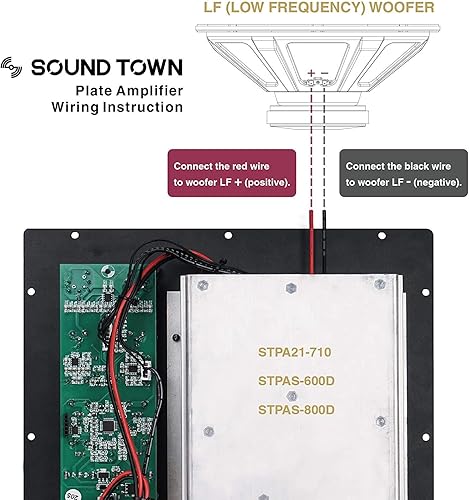 Miniatura 8 de Sound Town Amplificador de placa clase D 800W continuo con filtro de paso bajo para gabinetes de subwoofer PA DJ (STPAS-G2DSP)
