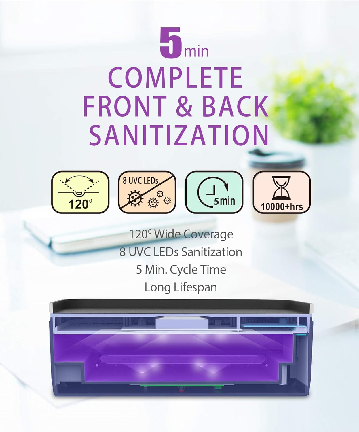 Get Cheap Price TIDIE UVC Light Sanitizer Box, UVC Disinfection Multi-Purpose Box with 10W Wireless Charging, for Mobile Phone, Wallet, Car Keys, Masks, Watches, Kills 99.99% of Viruses & Bacteria - 2L (Black)