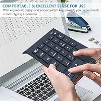 Vista 6 de Lekvey Teclado numérico Bluetooth para portátil, teclado numérico inalámbrico, teclado numérico de 28 teclas, teclado numérico de 28 teclas, teclado