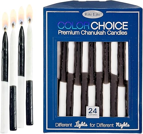Miniatura 6 de Velas de Hanukkah sin goteo Rite Lite Chanukah azul y blanco a granel elección de colores paquete de 24 Mezcla y combina! Menorá