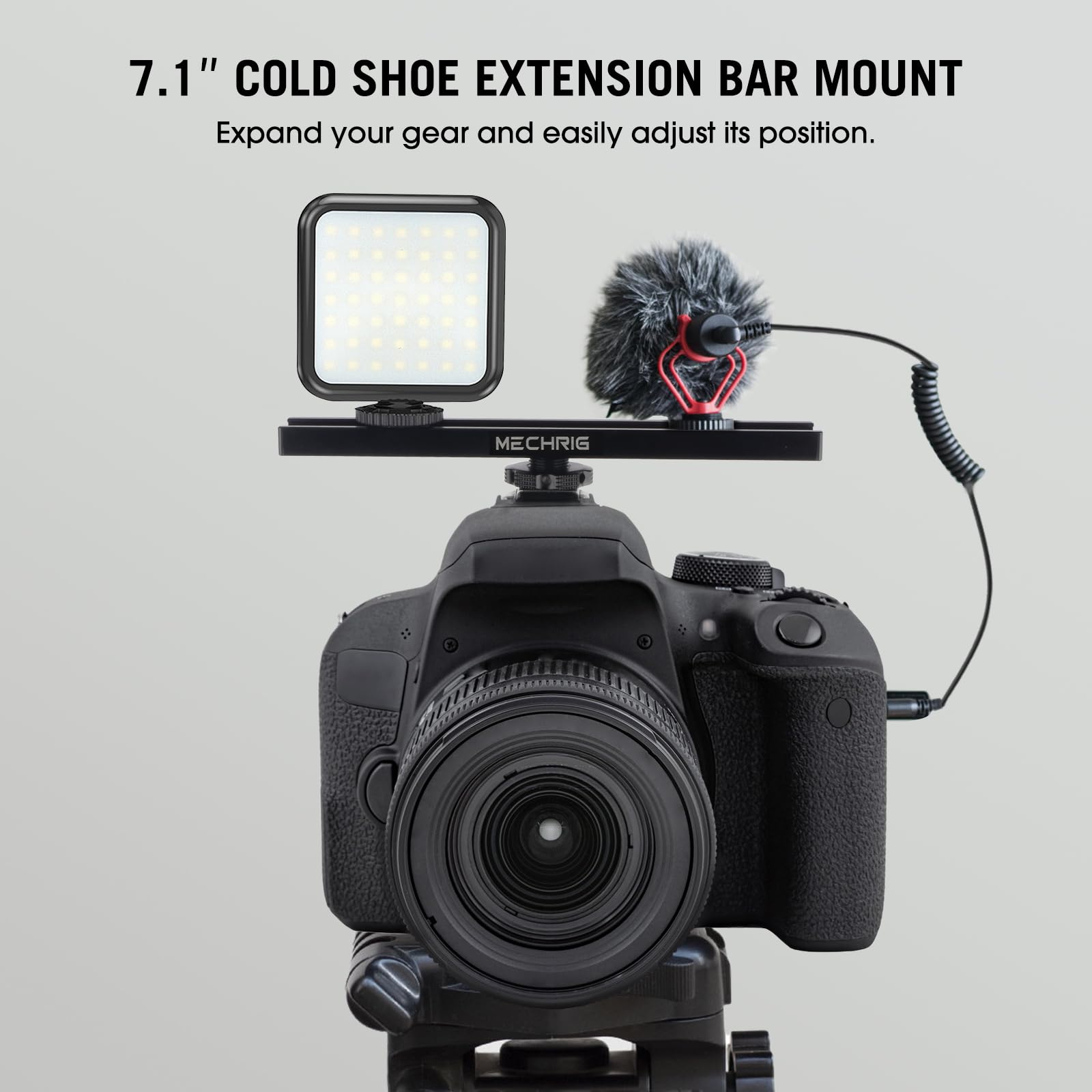 7-Zoll-Blitzschuhhalterung, Blitzschuh-Verlängerungsstange, Aluminium-Gleitschiene, Blitzschuhhalterung mit 1/4-Zoll- und 3/8-Zoll-Gewinde für DSLR-Kamera, LED-Videoleuchte, Mikrofonmonitor (62033)