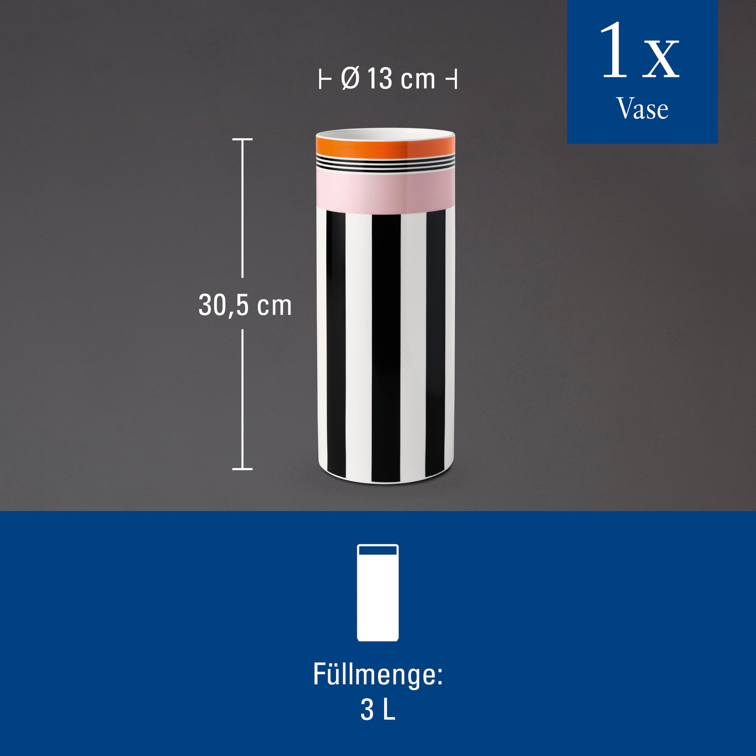 Villeroy & Boch Memphis Home Jarrón Grande Colorido Blanco y Negro Porcelana Premium