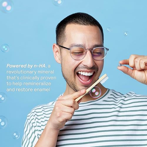 Miniatura 4 de HUPPY Tabletas de pasta de dientes, nano hidroxiapatita, blanqueamiento natural, sin flúor y remineralizante, pestañas de viaje, sabor a carbón, 62