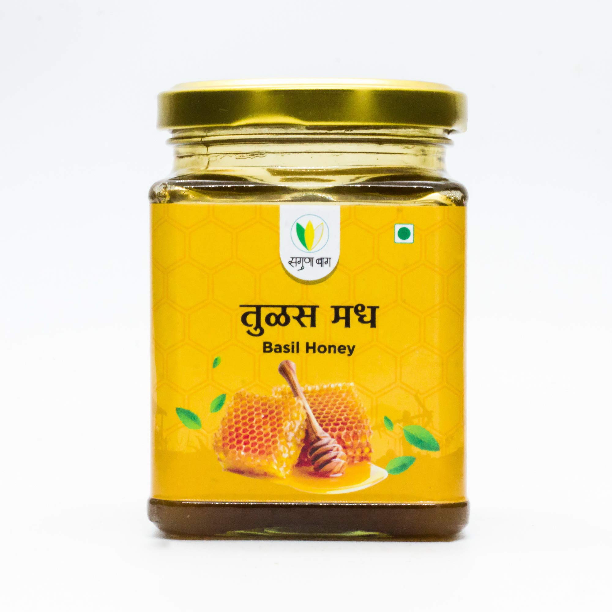 Saguna Baug Natural Basil Nectar Raw Honey - 250gm | Unprocessed, Unpasteurized, No Artificial Sugar or Colour Adulteration