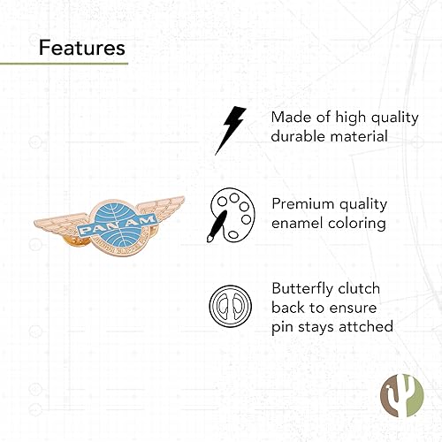 Miniatura 4 de Pan Am Airways - Pin de solapa con logotipo de aerolínea esmaltado hecho de metal Junior Clipper Pilot (diseño de pin de solapa 4), Bronce, Sin