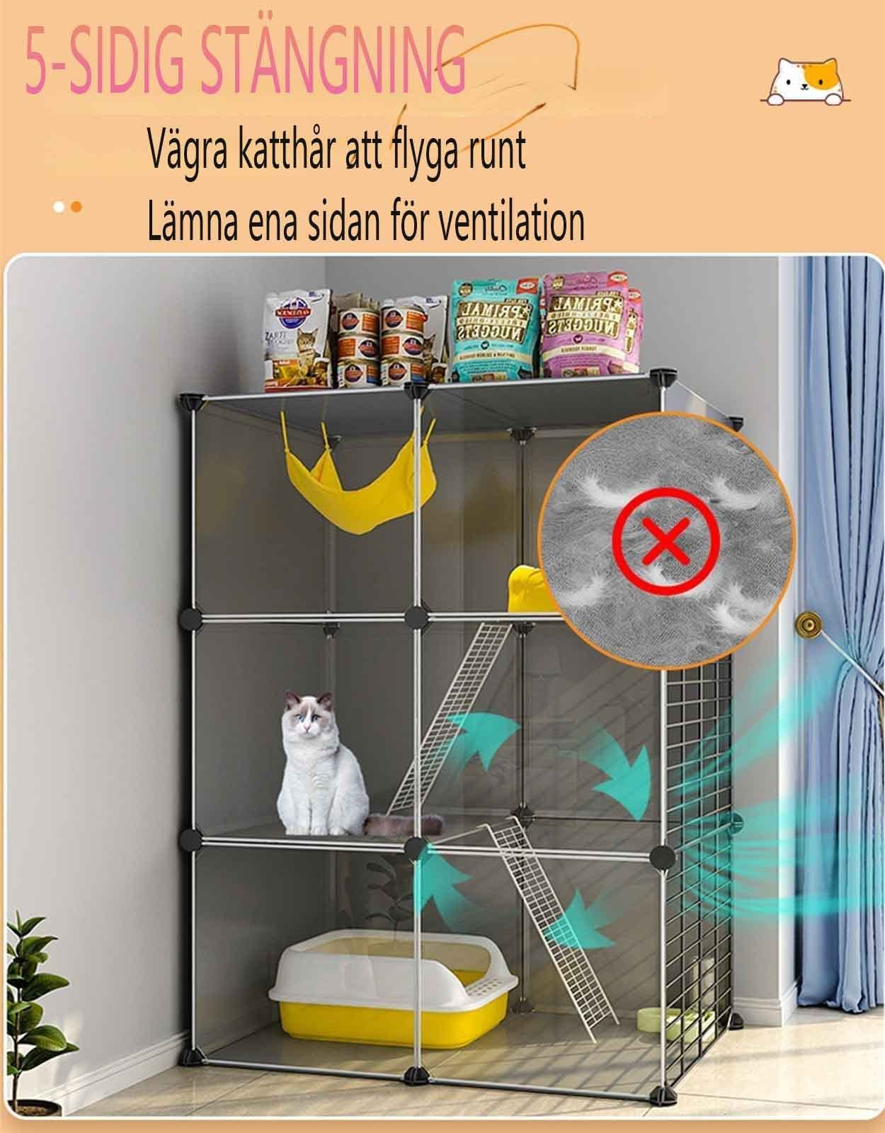 Gabbie per gatti al coperto con tetto, allevamento trasparente panoramico, rimovibile e lavabile, facile da pulire, facile da installare, nero (dimensioni: 107 * 47 * 82 cm) (Onecolor 72 * 47 * 72 c
