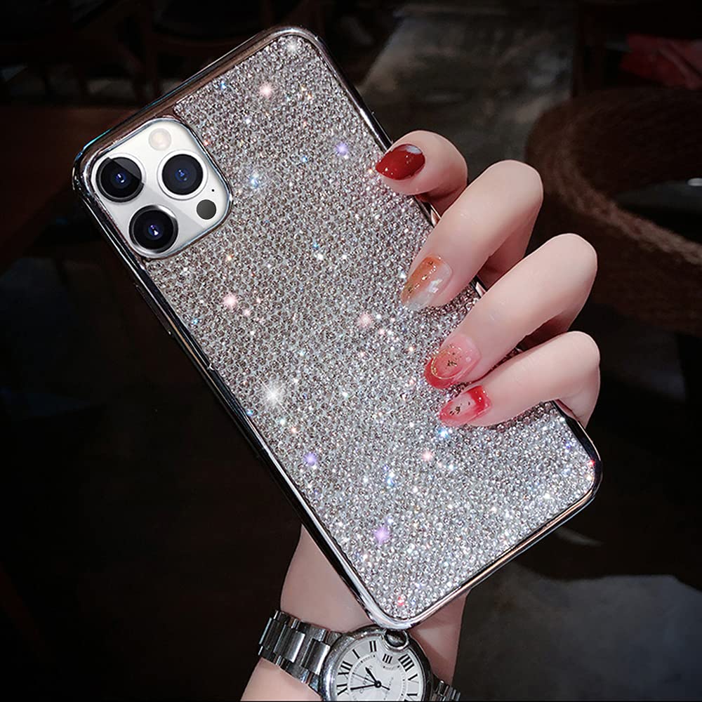 LUVI Cute Compatible with iPhone 14 Pro Max Bling Diamond Case Glitter for Women 3D Rhinestone Crystal Shiny Sparkly Protective Cover with