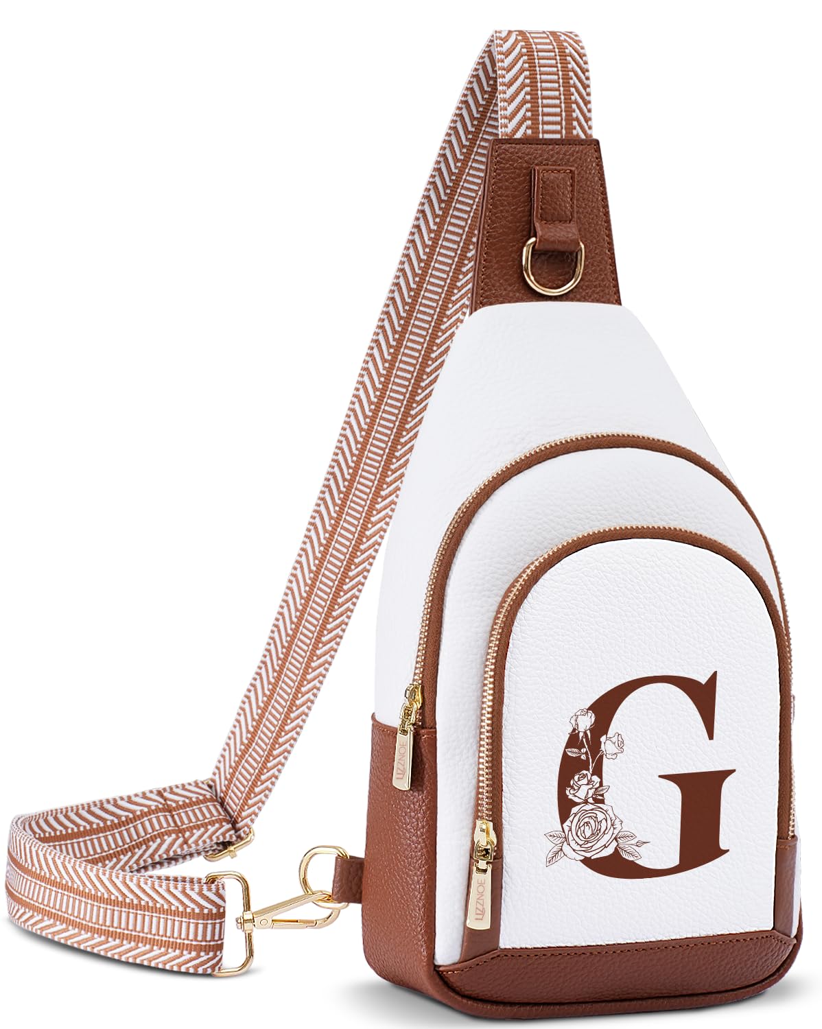Personalized Crossbody Bag for Women Leather Sling Bags with Initial Letter Pack Chest Bag for Travel, Gift for Wife Mom