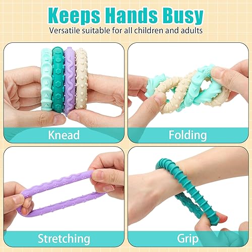 Miniatura 6 de Sensory Fidget Toys for Kids & Adults  4 Pack Stretchy Textured Bracelets  Calming Autism Sensory Aids  Fun & Safe Special Needs Toys