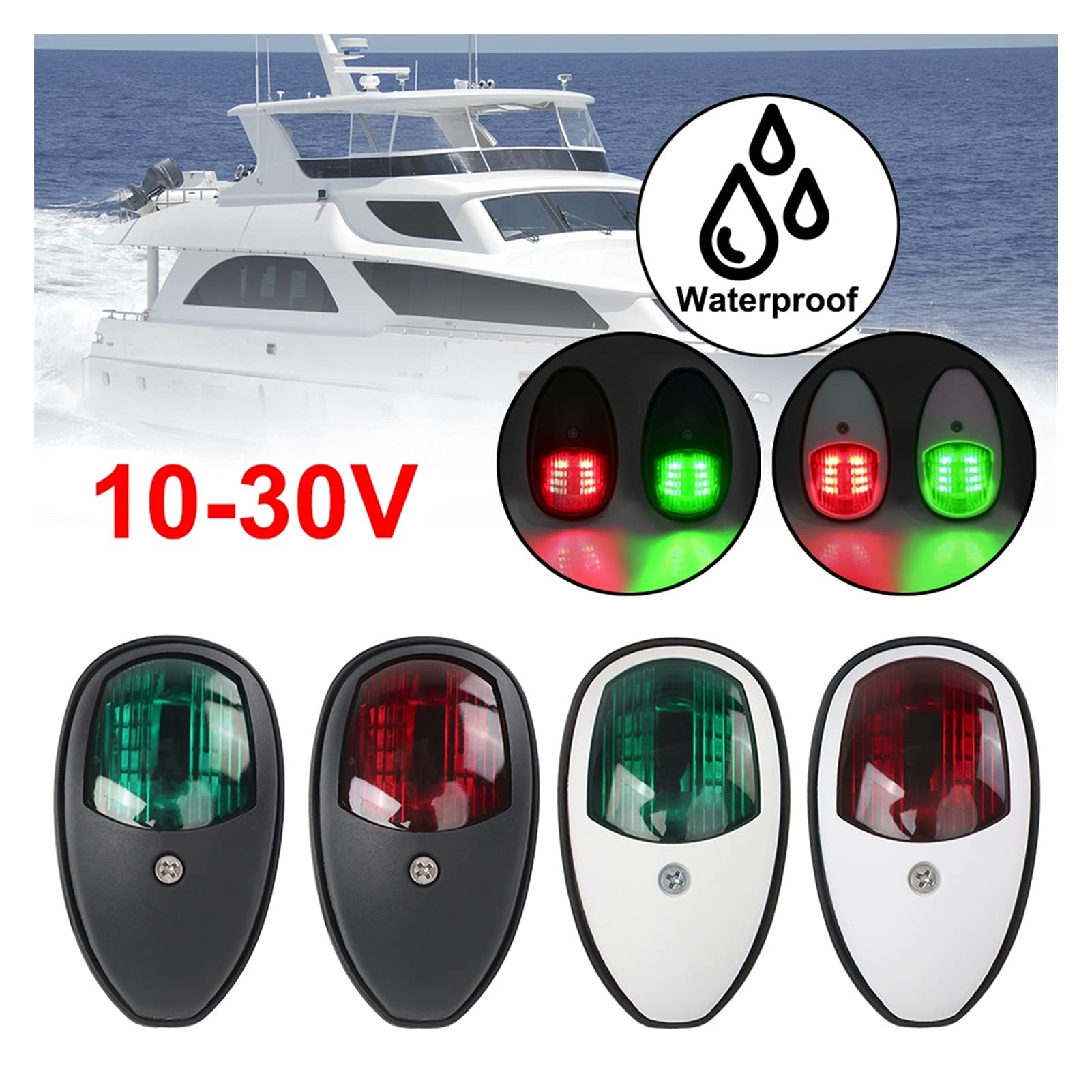 2pcs / set for il furgone del rimorchio camion dei di yacht della barca marina GUIDATO Lampada avvertimento segnale luce navigazione 10V-30V Per la navigazione e la pesca(White)
