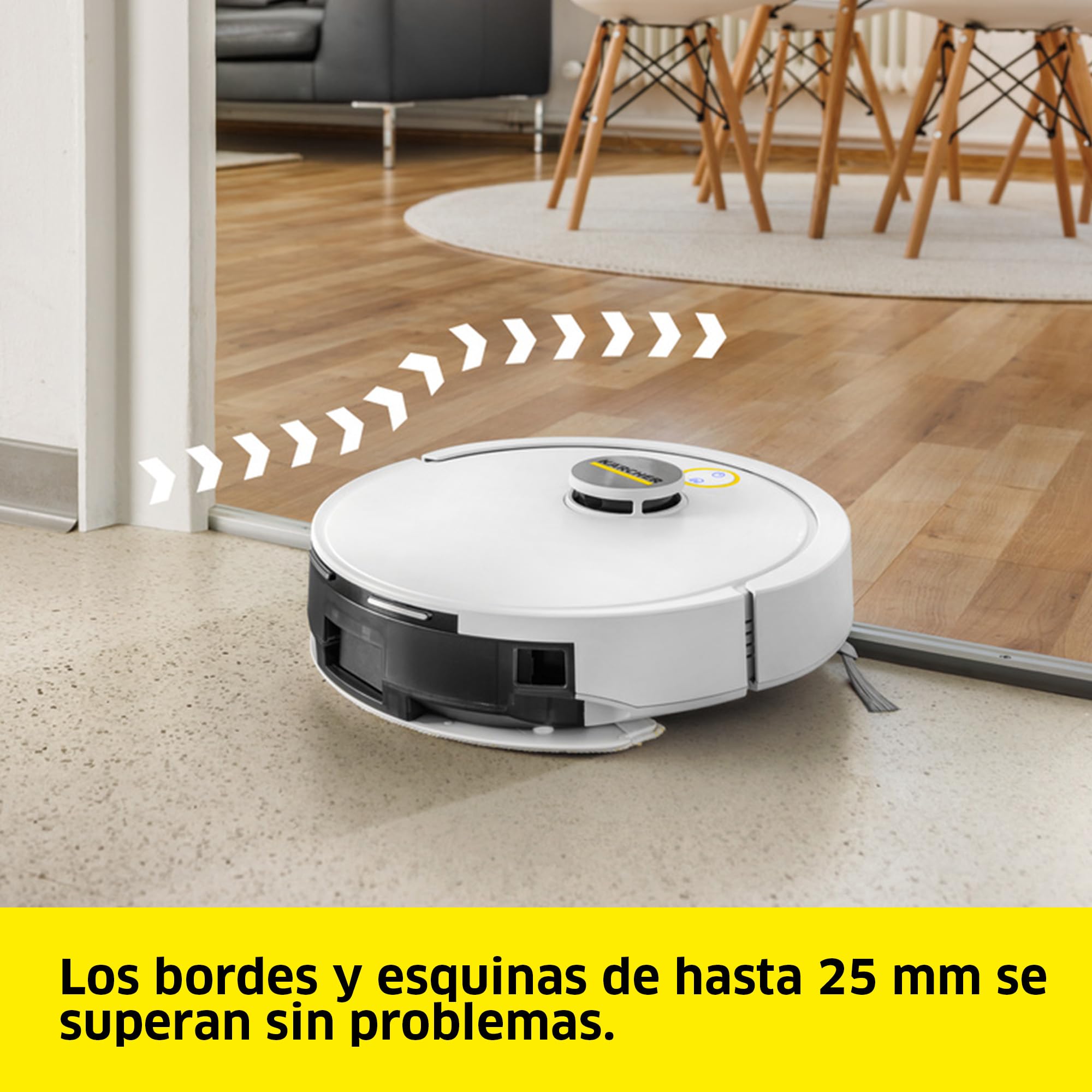 Kärcher Robot Aspirador y mopa húmeda RVC 3, 15000 Pa, hasta 130 min de Tiempo de ejecución, Control de Aplicaciones, mapas, navegación láser, sensores de protección contra caídas, Carga automática