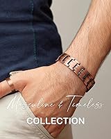 Vista 4 de Pulsera y anillo magnético de cobre para hombre Feraco Elegante 99.99% Pulseras de cobre sólido con imanes fuertes de doble fila, joyería de terapia