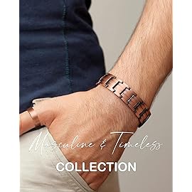 Feraco Men\'s Copper Magnetic Bracelet and Ring Elegant 99.99% Solid Copper Bracelets with Double-Row Strong Magnets, Magnetic Field Therapy Jewelry