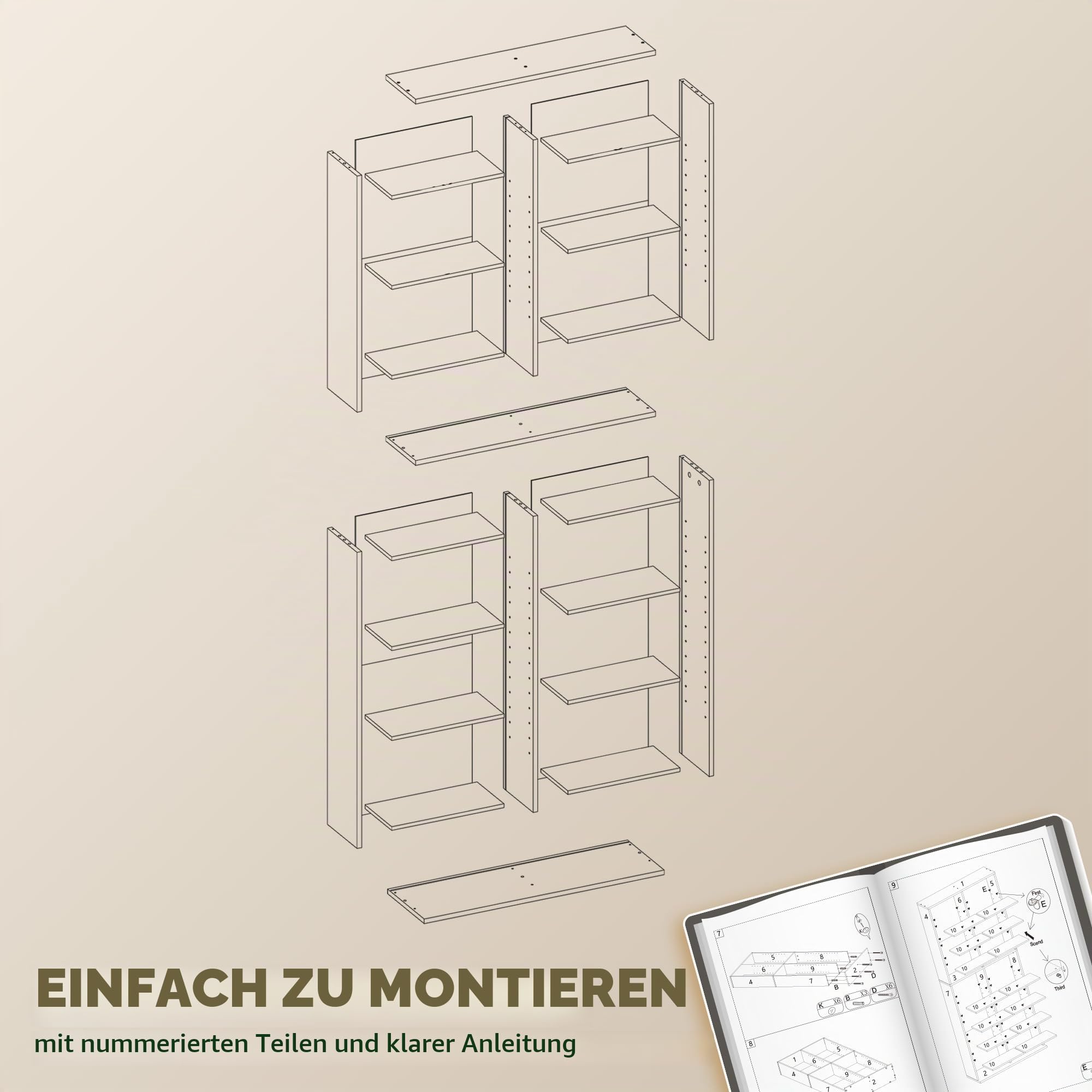 HOMCOM CD- und DVD-Aufbewahrung, Multimedia-Aufbewahrungsmöbel, max. Kapazität 640 CDs/360 DVDs und 430 Blu-ray, 18 Fächer 14 verstellbare Regale, für Wohnzimmer, Schlafzimmer, 78,5x24x175cm,