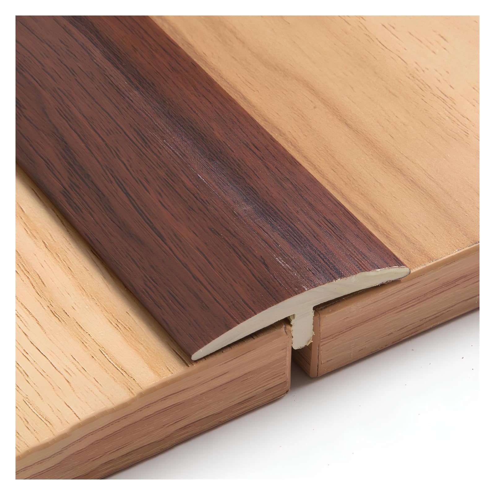 PVC T-Shape Floor Transition Strip 36", Self-Adhesive Doorway Threshold Trim, Flat Edge Divider For Laminate, Vinyl, Wood & Tile, Smooth Finish(Black walnut)