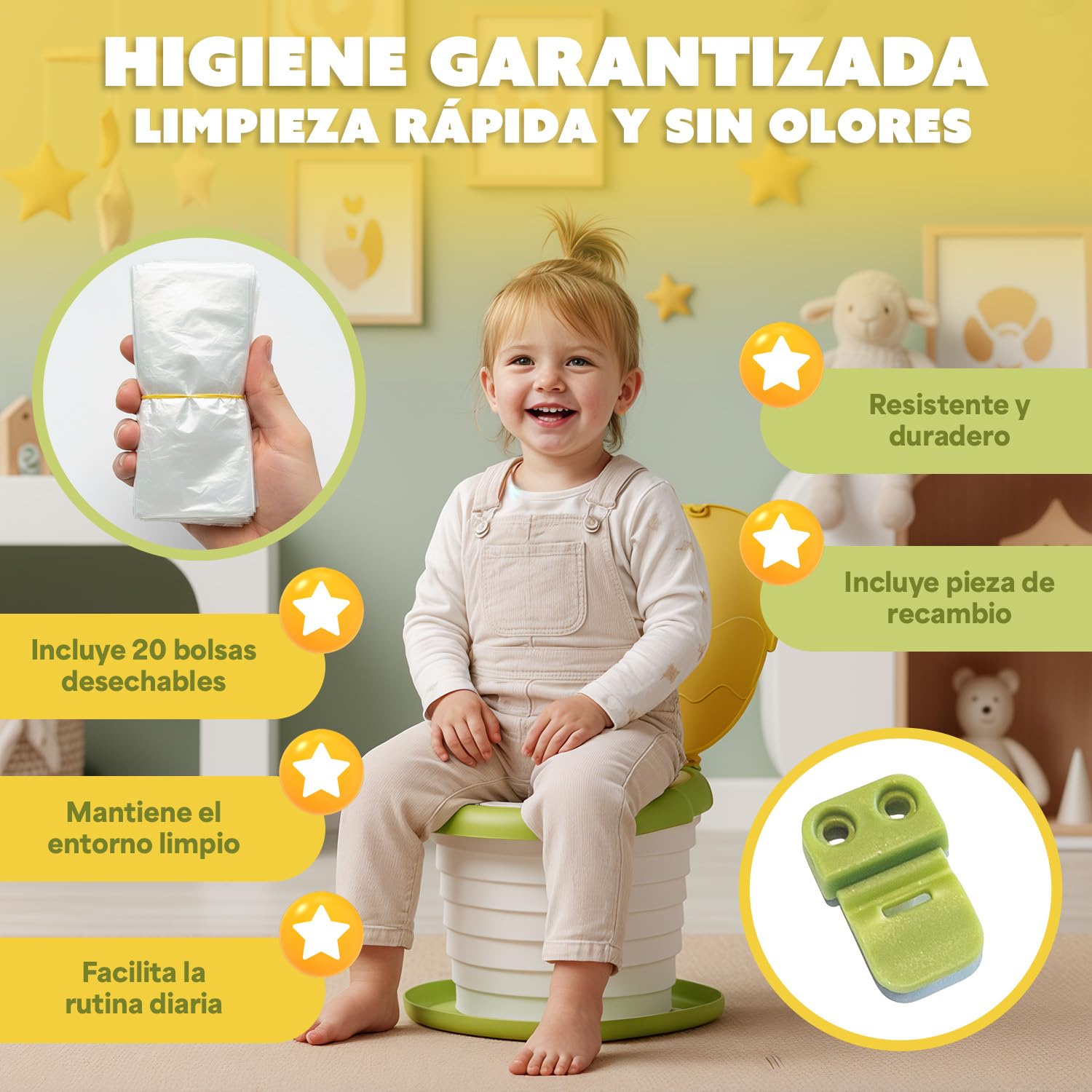 Indiluc Orinales Infantiles Plegable y Portátil – Orinal Bebe seguro y cómodo, Vater para Niños estable hasta 50 kg, antideslizante para aprendizaje del baño en casa y viajes — view 2