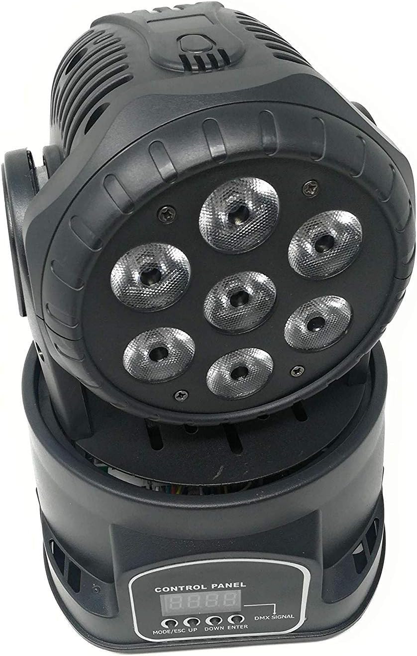 PROIETTORE LED RGB TESTA ROTANTE MOBILE EFFETTI DISCO 7 LED 10W Led wash DMX, TESTA GIREVOLE