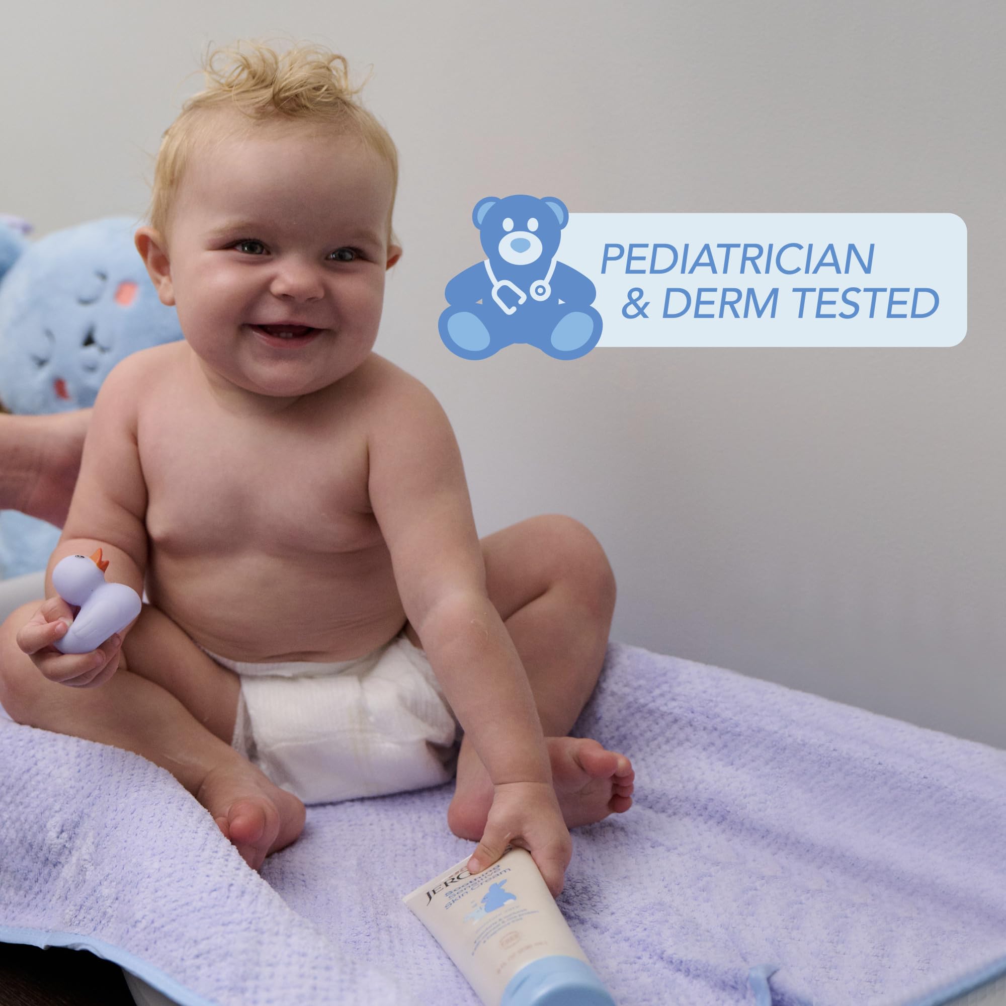 Jergens Baby Soothing Sensitive Skin Cream, Cream for Infant Dry Skin, Baby Cream for Dry Skin, Pediatrician-tested, Fragrance-free, 8 Fl Oz