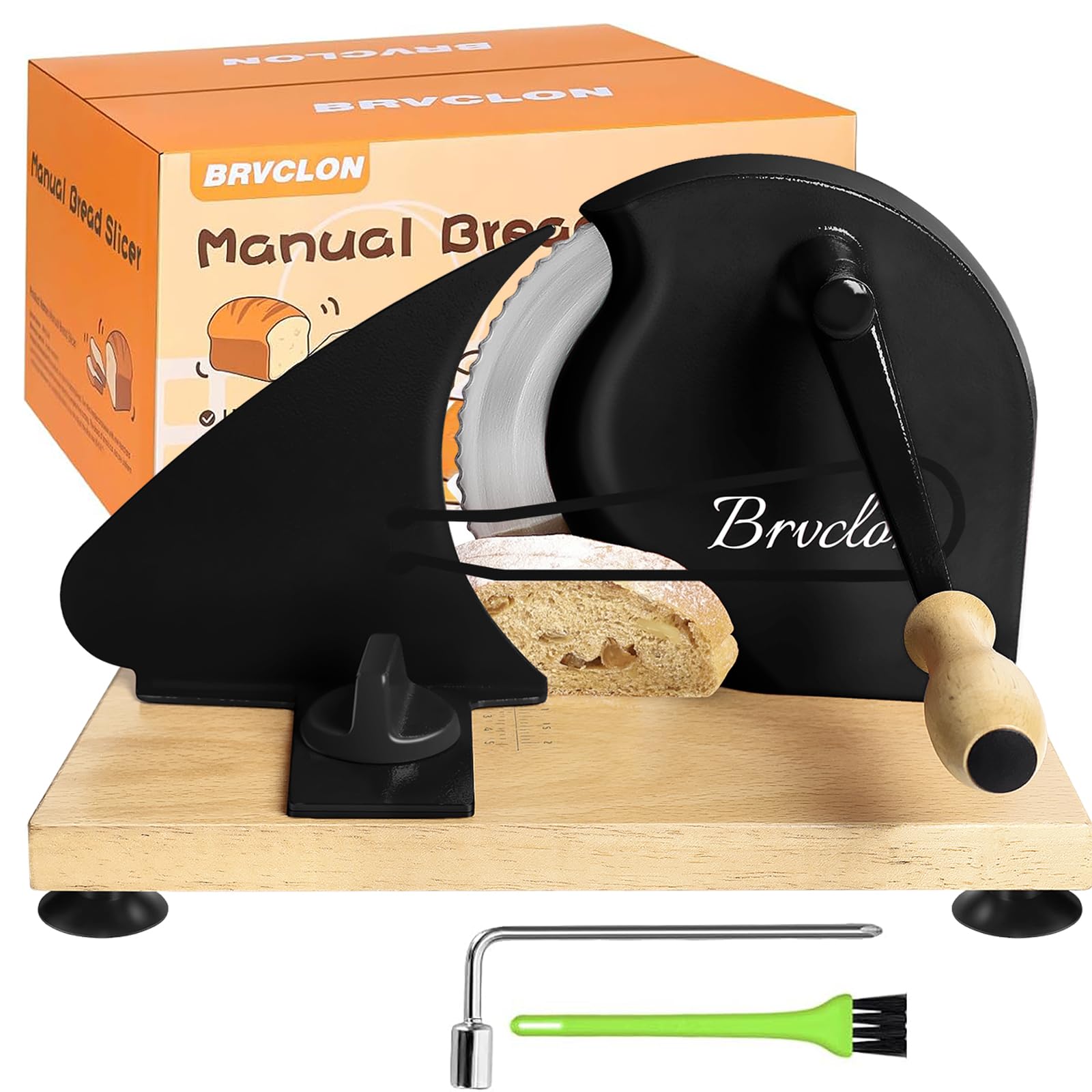 Bread Slicer for Homemade Sourdough Bread, Adjustable Thickness, Evenly Slicing, Manual Bread Slicer with Scale Line and Suction Cup, Sharp Blade, Suitable for Rye Bread, Crusty Bread, Etc