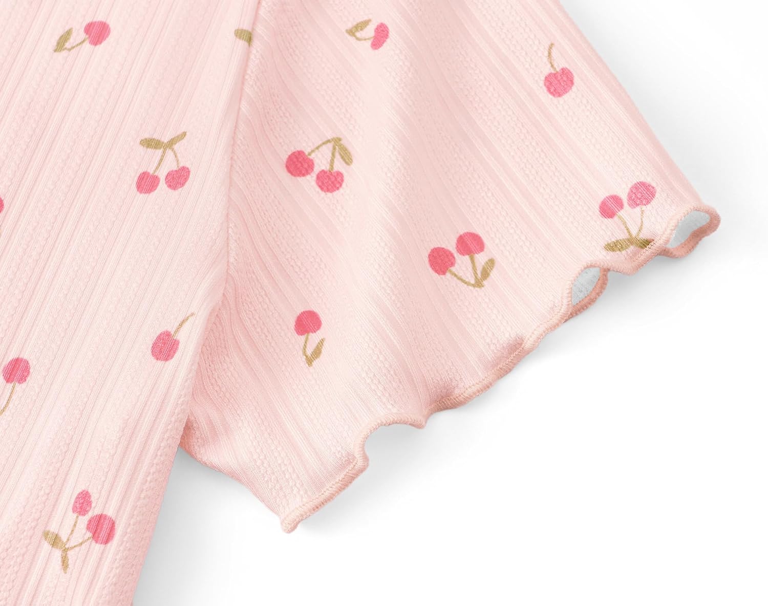 Beezizac 4-pc Girls Pointelle Knit Button Down Pajama - Floral/Bow Lettuce Trim Tee Shorts Pants Hair Tie PJs Sizes 6-18 - Image 4