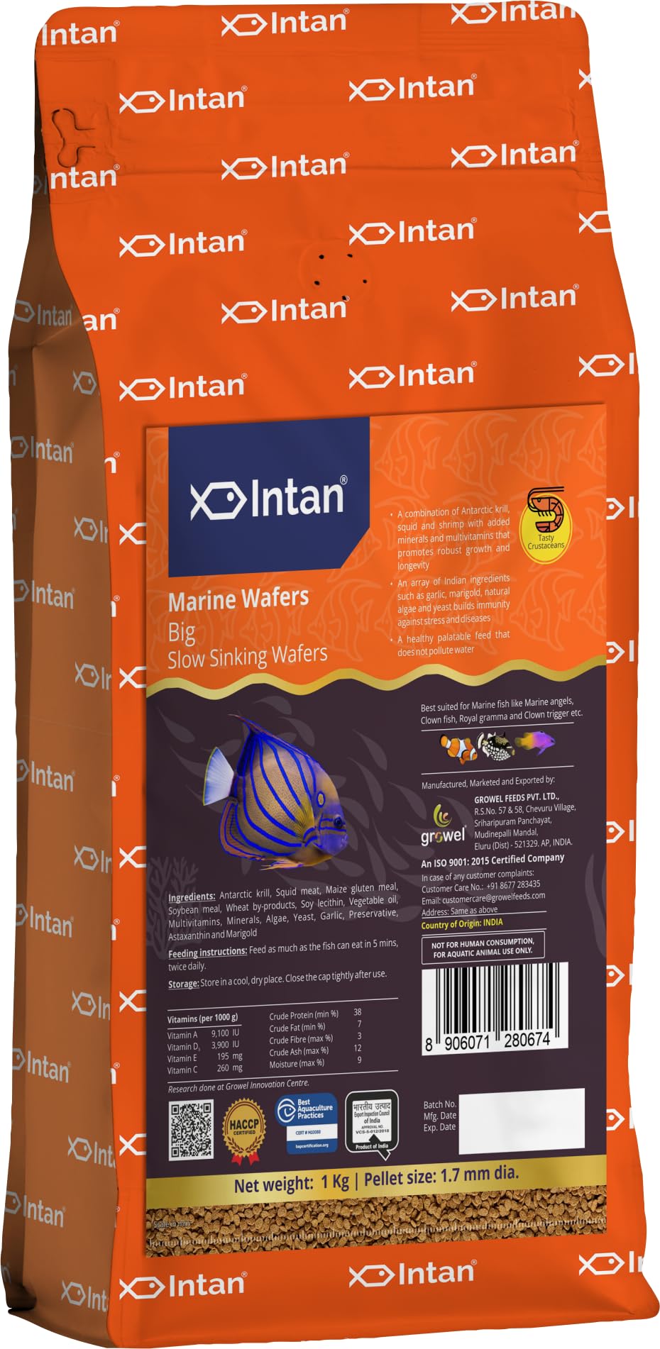 Aquatic Intan Marine Wafers for Fish | Big Slow Sinking Wafers for Marine Fish, Health & Growth | Big Pouch 1 kg, Pellet Size - 1.7 mm Dia (B0D33BPNF1) Amazon Price History, Amazon Price Tracker