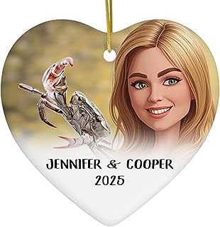 Custom Photo Pet & Owner Portrait Personalized Fiddler Crab Christmas Ornament Heart Ceramic - Holiday Keepsake Memorial Gifts for Fiddler Crab Lovers