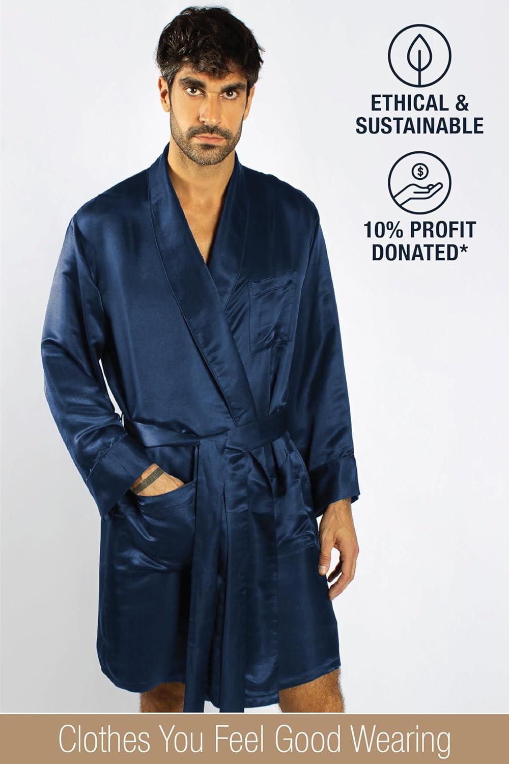 Tara Sartoria Luxury Artisan Silk Robes For Men, Pure Natural Mulberry Mens Silk Robes 27 Momme - Image 6