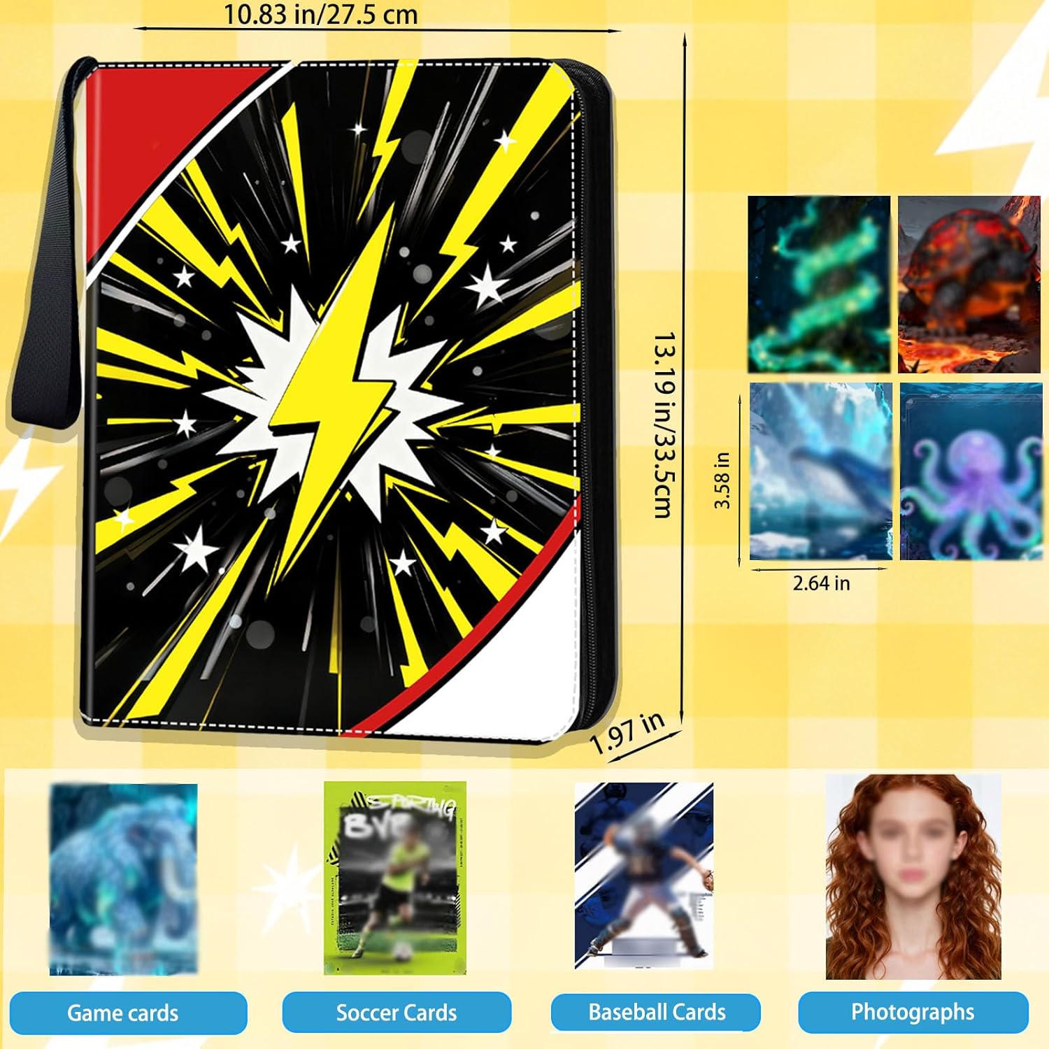 9 Pocket Trading Card Binder,Card Binder with 50 Removable Sleeves,Trading Card Album Holder 900 Pockets Large Capacity,3-Ring Card Collector Album for TCG,Sports,Gaming Cards