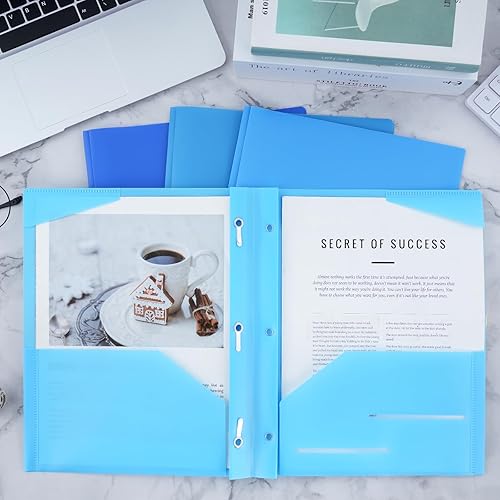 Miniatura 5 de EOOUT Paquete de 8 carpetas de plástico con bolsillos y puntas, en 8 colores costeros, carpetas resistentes con 2 bolsillos y 3 puntas, carpetas de