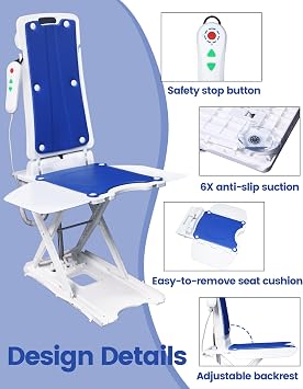 Electric Chair Lift - Device to Lift Elderly Off Floor, 300LB Capacity, Water-Resistant & Portable Design, Adjustable Height, for Elderly & Disabled, for Living Rooms, Bedrooms, and Bathtubs