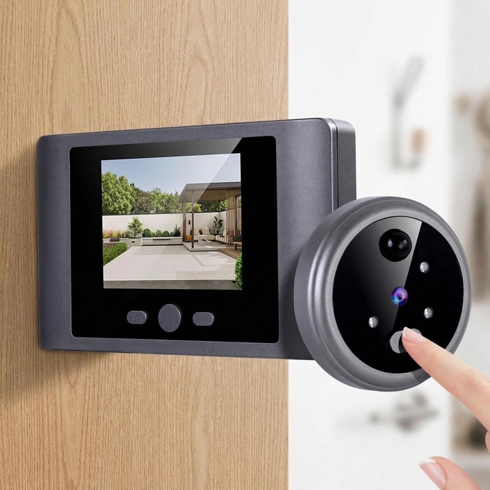Caméra de porte électronique, avec détecteur de mouvement PIR 7,1 cm LCD moniteur vision nocturne enregistrement sans fil judas numérique sonnette USB pour sécurité d'entrée