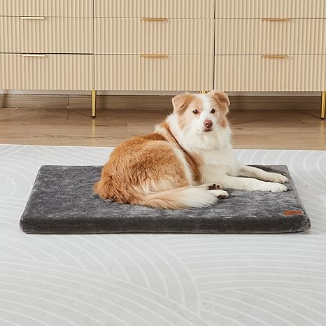 Review Memory Foam Dog Crate Pad – XL Dog Bed Mat for Crate with Removable Washable Cover and Waterproof Lining – Pet Bed Mat for Extra Large Dog – Designed for 42-inch Dog Crates, Grey