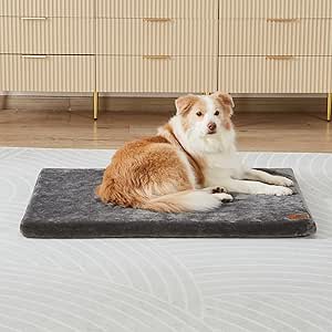 LIORCE Memory Foam Dog Crate Pad - XL Dog Bed Mat for Crate with Removable Washable Cover and Waterproof Lining - Pet Bed Mat for Extra Large Dog - Designed for 42-inch Dog Crates, Grey
