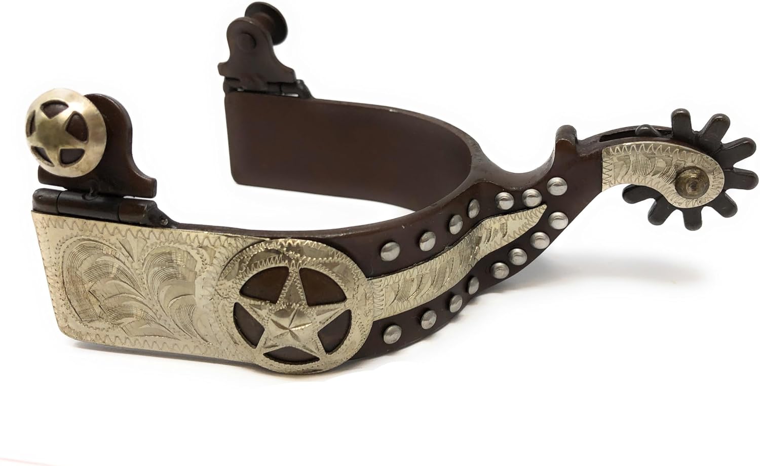 AJ Tack Men's Antique Brown Texas Star Show Spurs