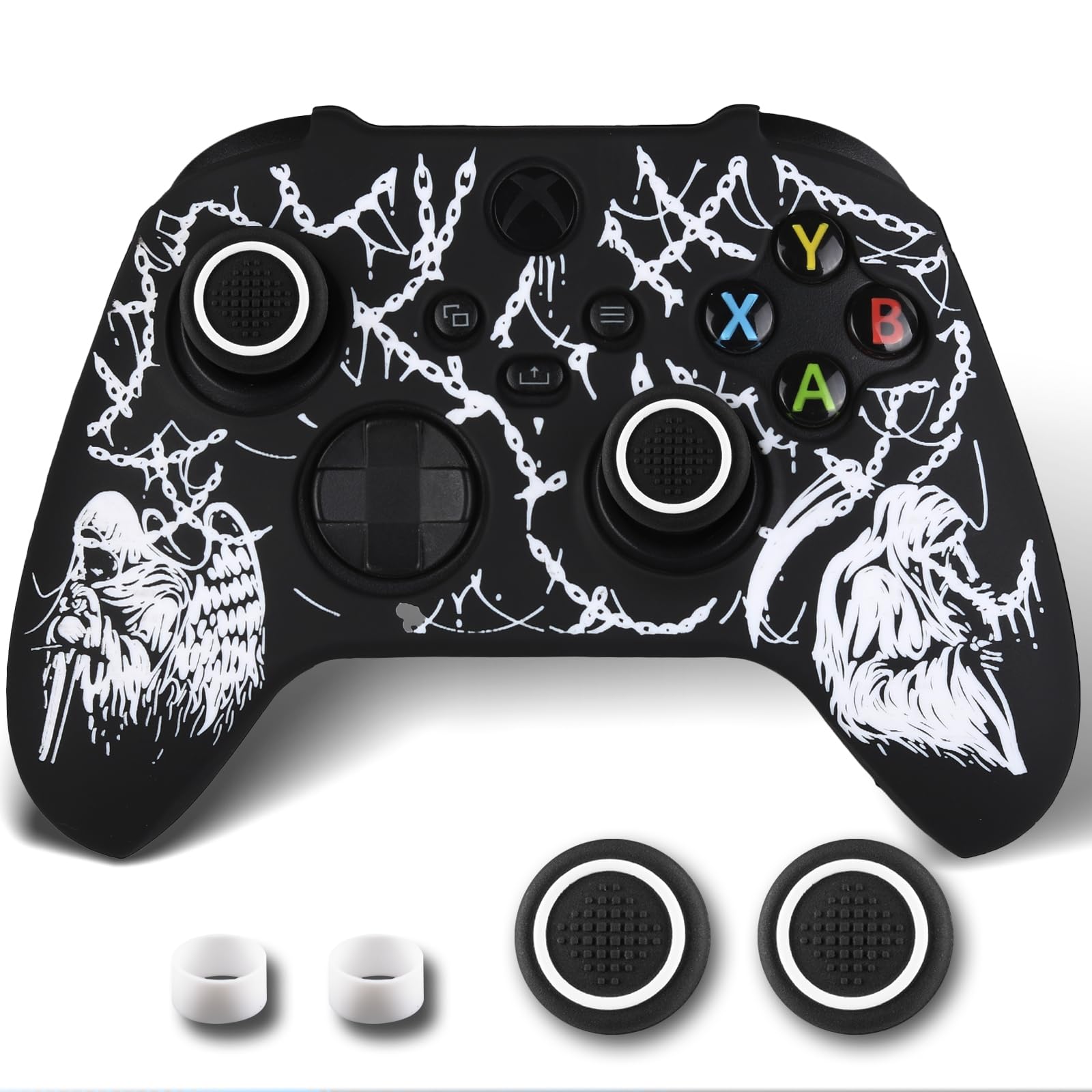 Cover in silicone antiscivolo per controller Xbox Series X/S, con 2 tappi per levette e adesivo x 1 Michael & Reaper