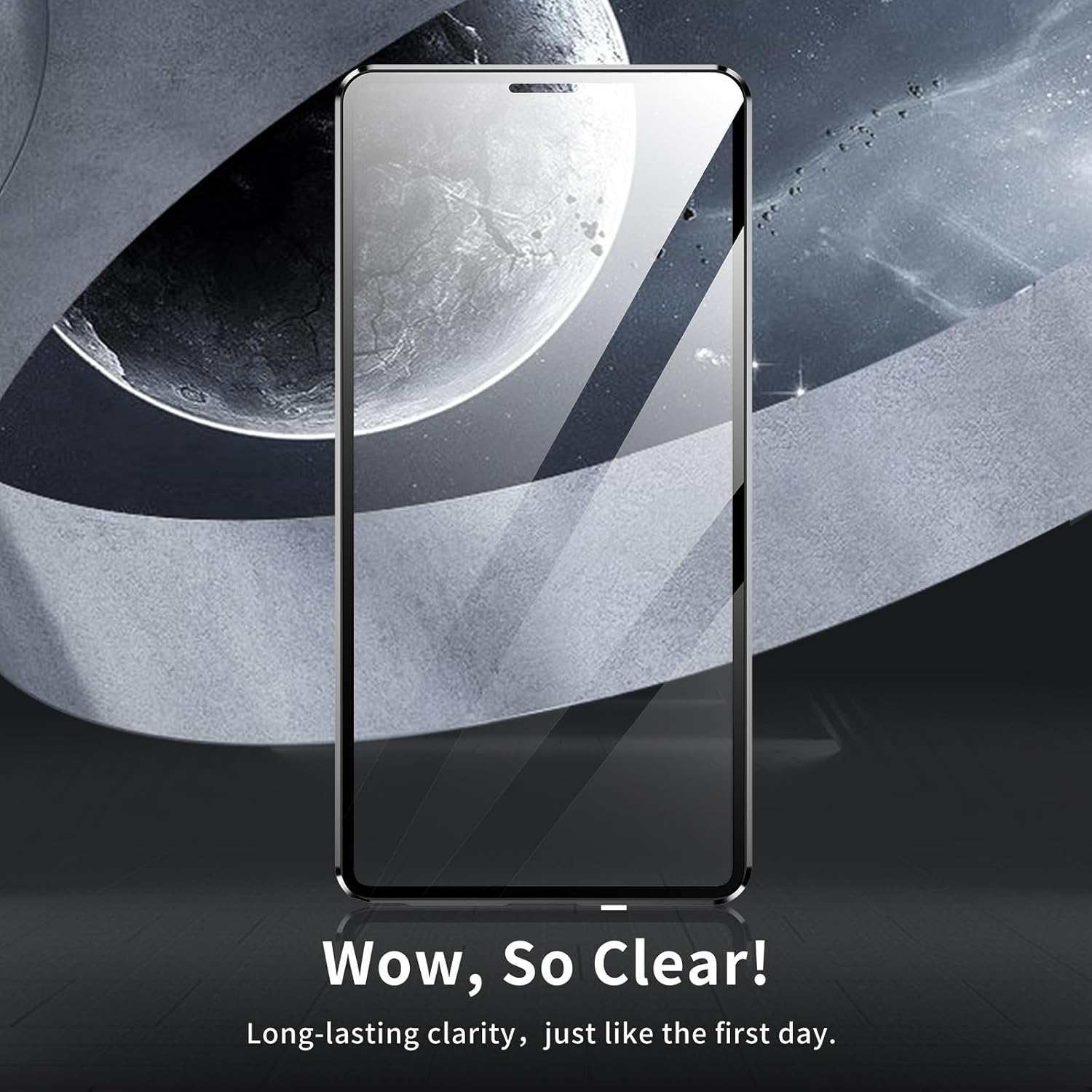 QUIETIP Case for Samsung Galaxy S25 Ultra 5G,Magnetic Body Metal Frame Double Sided Clear Tempered Glass Cover,Silver