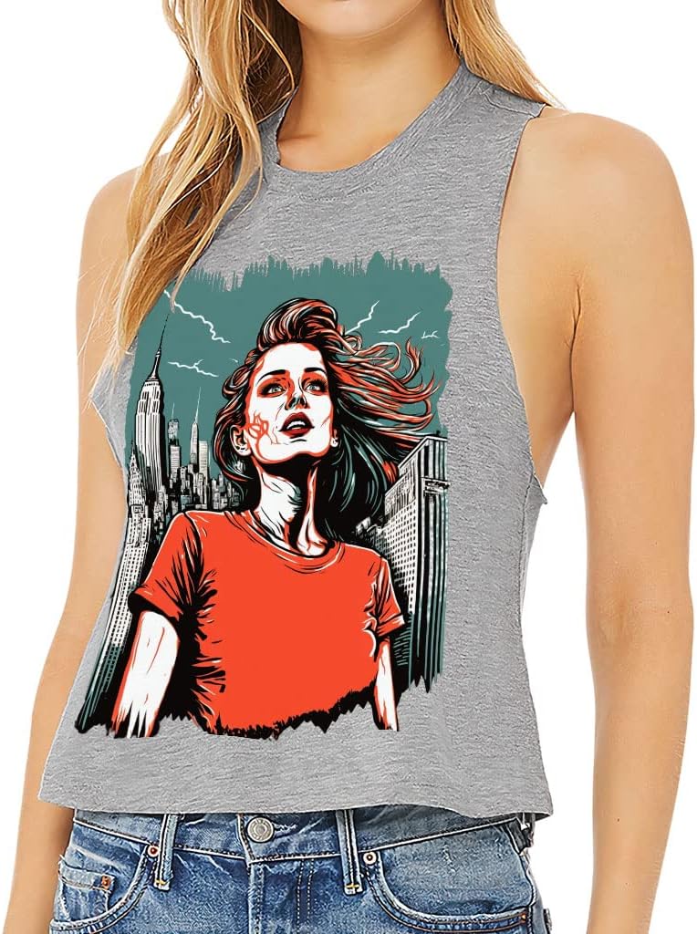 Pop Art Racerback Cropped Tank - Cool Design Women's Tank - Themed Tank Top