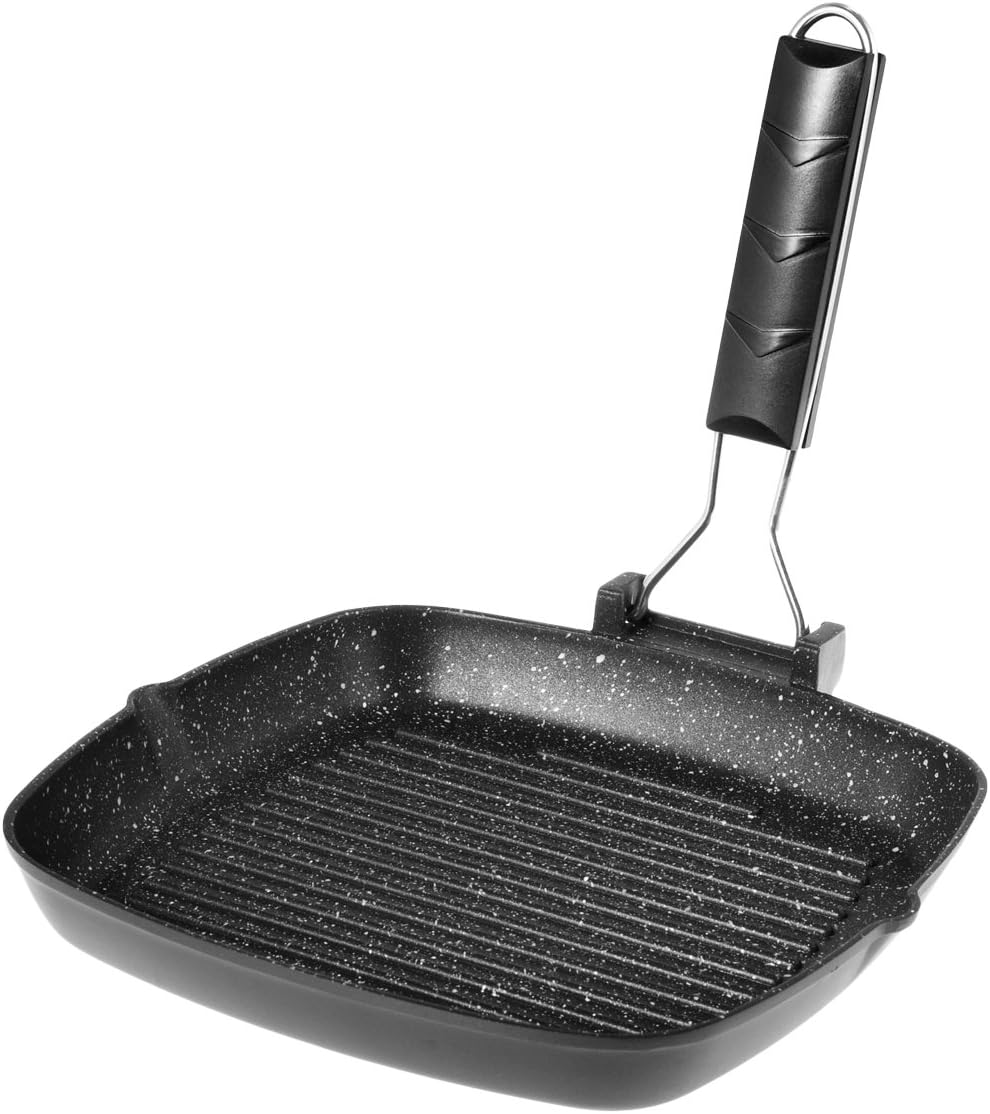 Ilsa Marmorella Grill Pan, Die-Cast Aluminium, Black, 26 x 26 cm