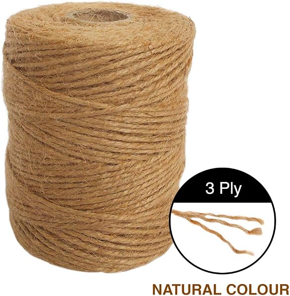ANSIO Natural Jute Twine, 101 m / 333 ft – 2 mm 3-ply Rustic Brown Garden Twine String for Crafts, Floristry, Gift Wrapping & Plant Tying - Pack of 1 - 2