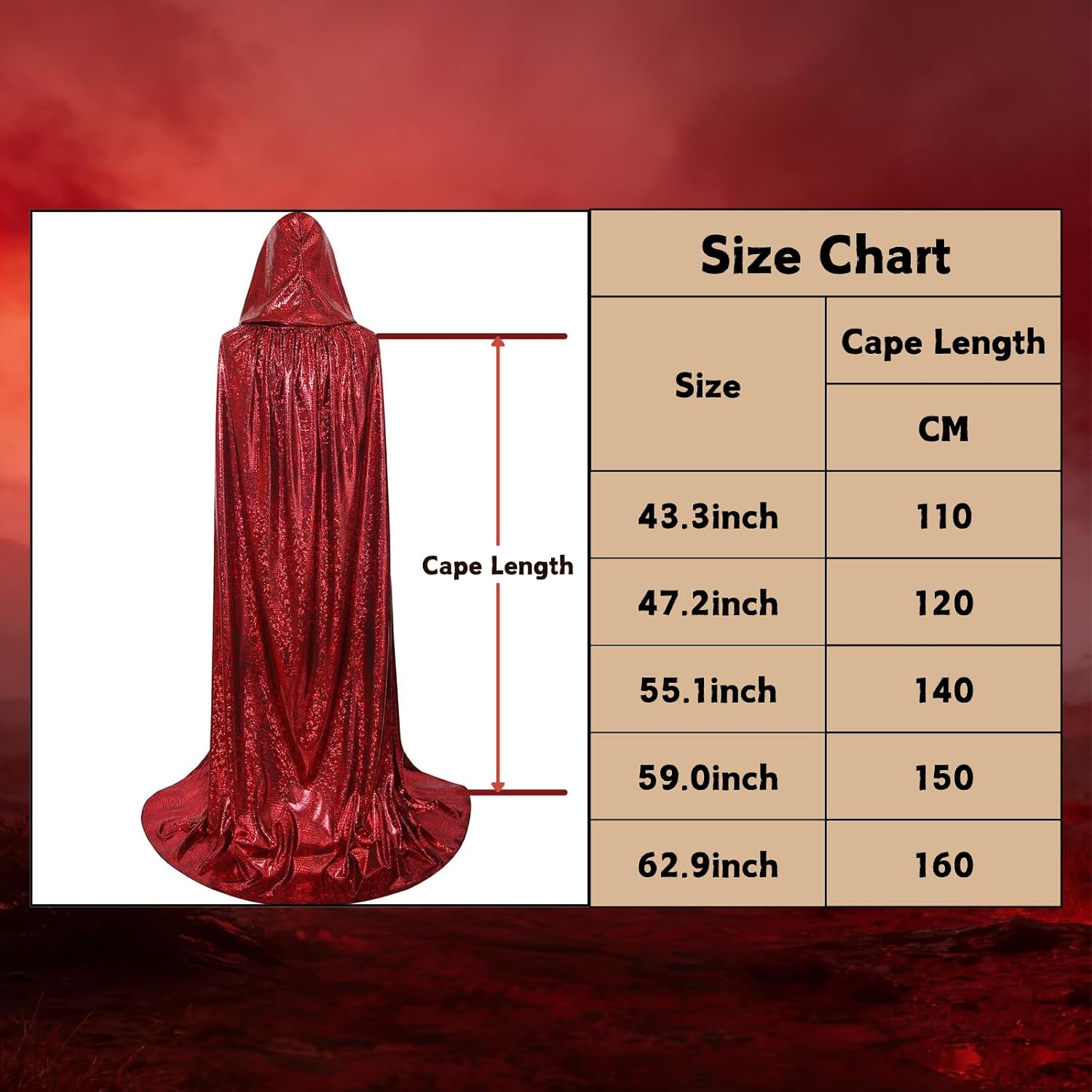 Adult Unisex Full Length Hooded Cloak Sparkle Shiny Cape with Hood Women Halloween Mardi Gras Wizard Cosplay Costume