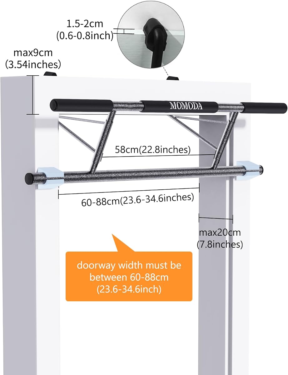 Pull Up Bar Doorway No Screw Heavy Duty Chin-Up Bar Door Frame for Home Gym | heavy-duty build, padded grips, frame protection, portable, quick installation