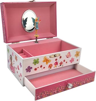 The San Francisco Music Box Company Childrens Heirloom Musical Jewelry Box Flowers and Butterfly Fairy