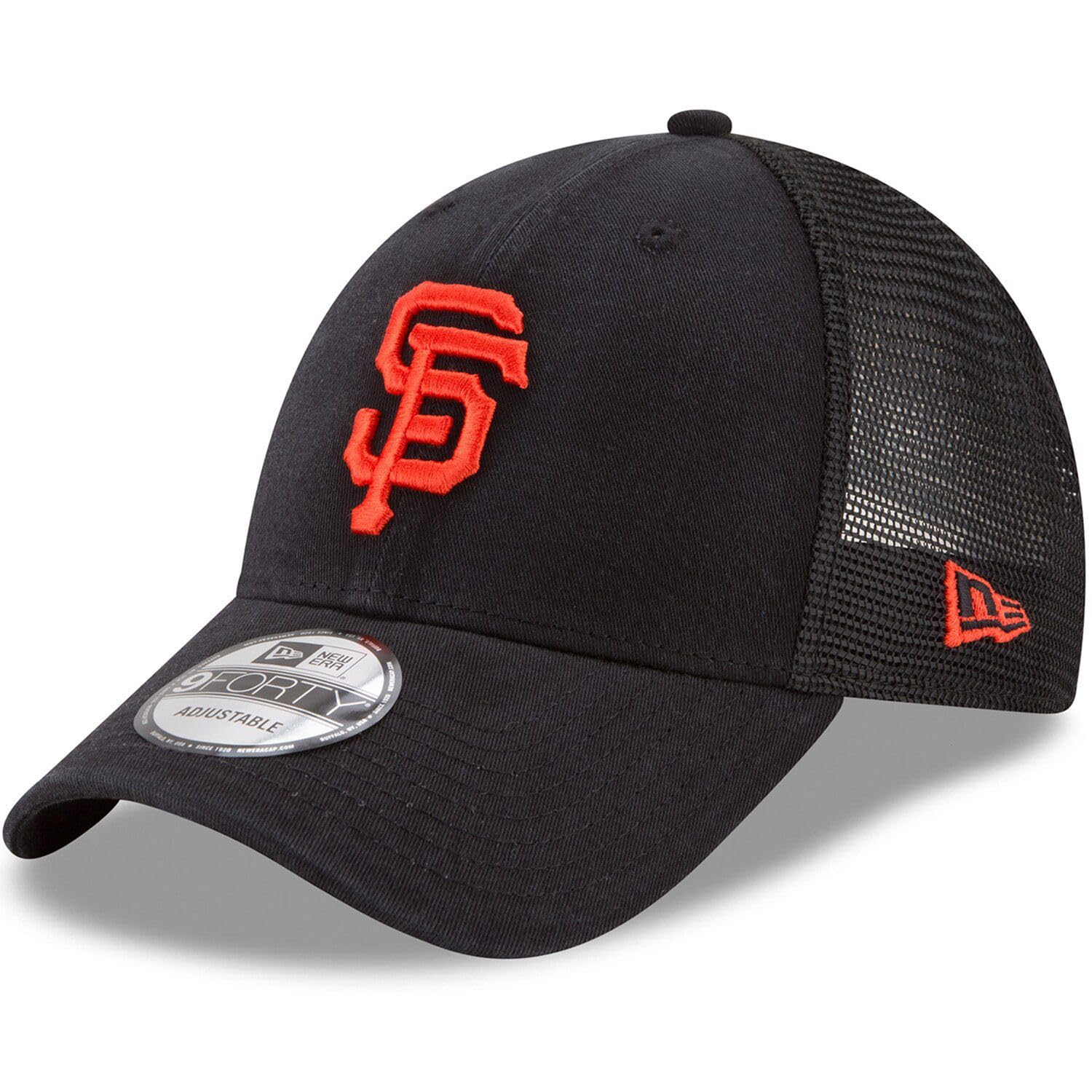 New Era MLB The League 9FORTY Team Color Primary Logo Mesh Trucker Adjustable Hat Cap One Size Fits All, San Francisco Giants, One size