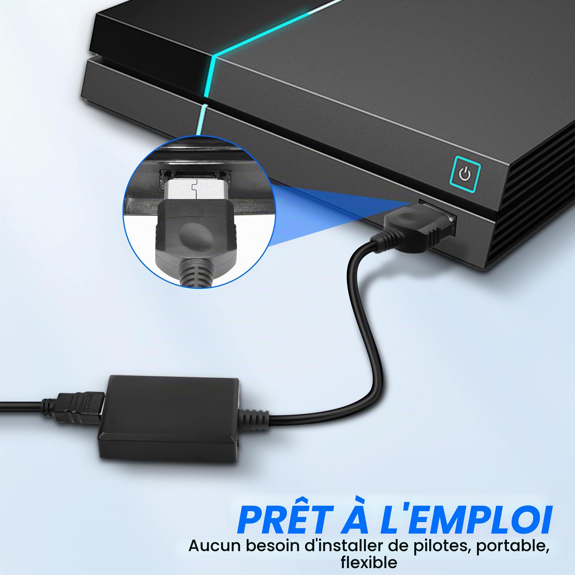 MEIRIYFA Adaptateur Convertisseur Xbox vers HDMI - Câble HD Link avec Prise en Charge 1080p et Câble d'Alimentation Micro USB pour Console d'Origine