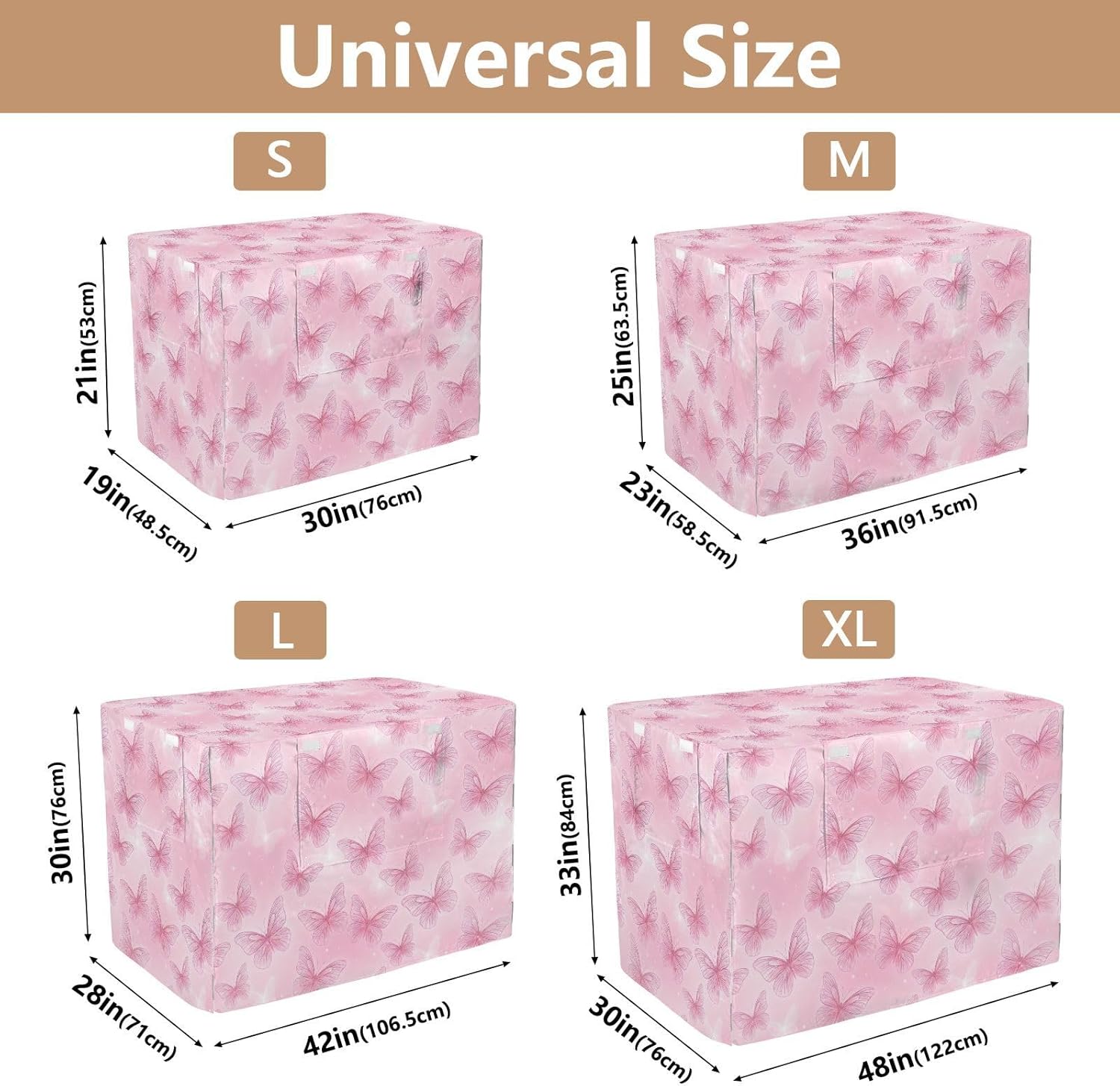 Duty 600D Silver Coated Dog Crate Cover, Water-Resistant Butterfly Pet Kennel Canopy with Mesh Windows for Optimal Ventilation, Universal Fit for Standard Wire Cage, Indoor & Travel