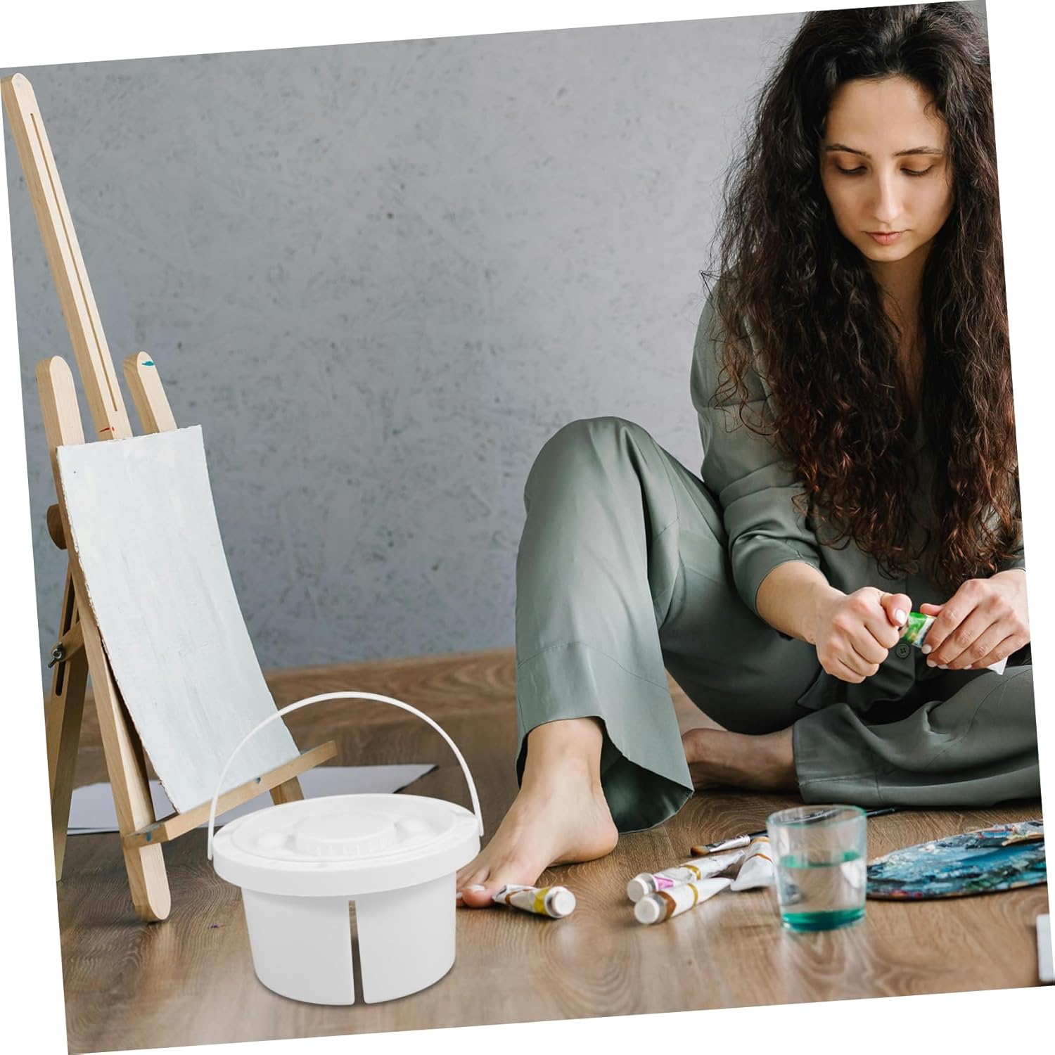 2pcs Multi-Function Paint Brush Washer for Watercolor Art Portable Brush Cleaner Cup Palette Washing Tool Basin Storage Container