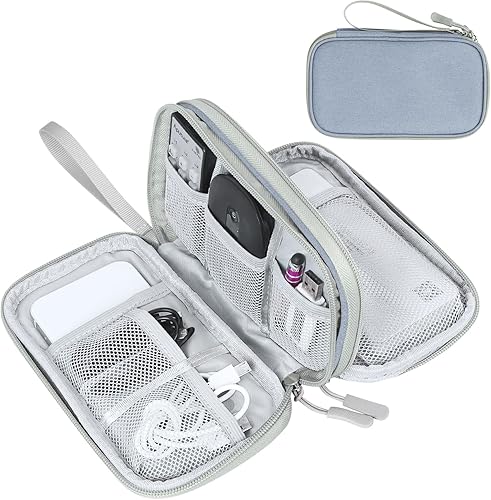 FYY Organizador para cosas electrónicas, para viajes, para cables, cargadores, celular y auriculares, estuche portátil, impermeable, doble capa,