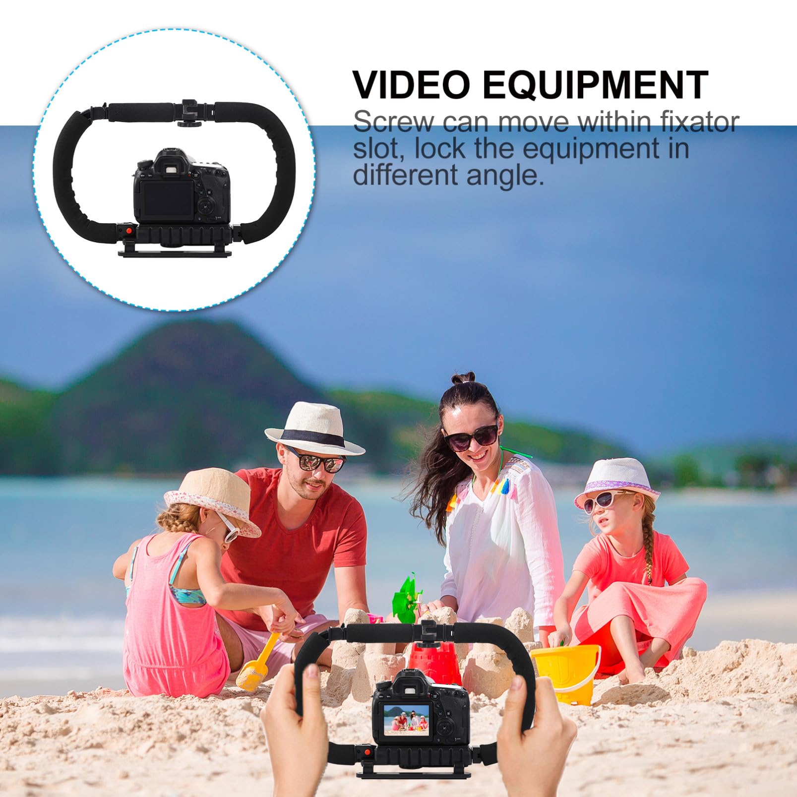Angoily Stabilizzatore e Fotocamera Reflex Angolare, Design Antiscivolo, Materiale Plastico e Metallo, Treppiede Portatile 3 Porte Hot Shoe